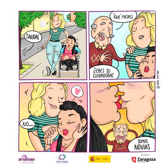 Cómic sobre una mujer con discapacidad física y lesbiana ilustrado por Sara Jotabe