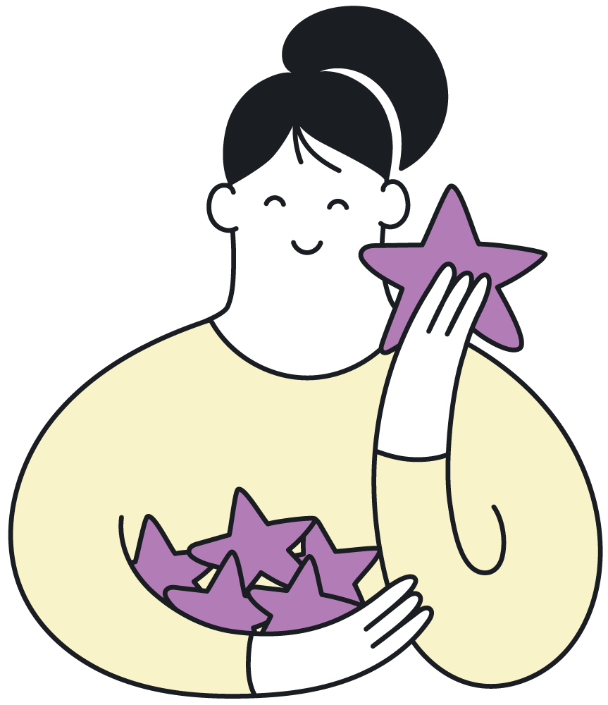 Ilustración de mujer repartiendo estrellas