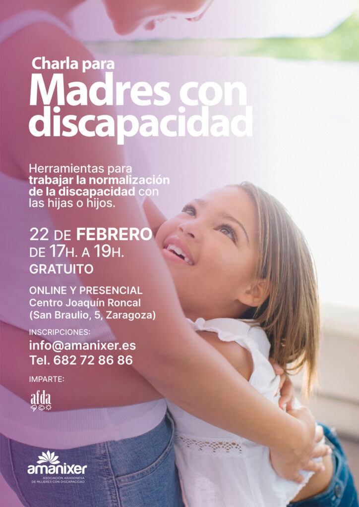 Cartel charla madres con discapacidad