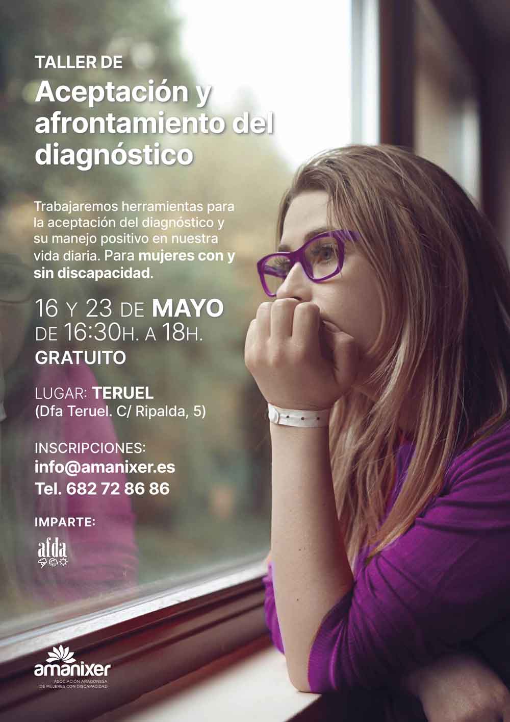 Cartel del taller aceptación y afrontamiento del diagnóstico en Teruel