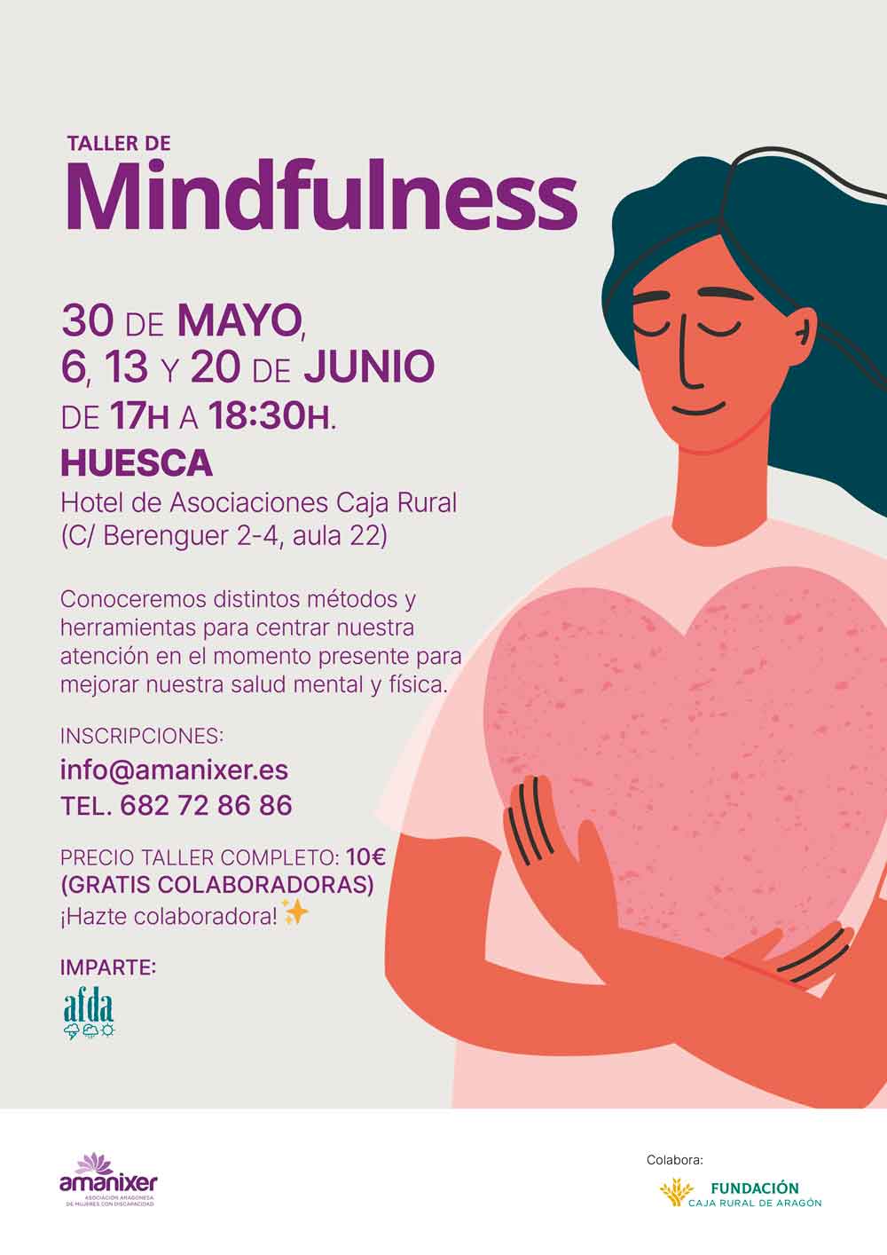 Cartel taller de mindfulness en Huesca
