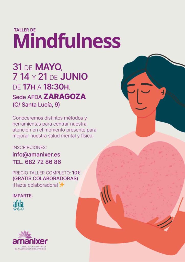 Cartel taller de mindfulness en Zaragoza