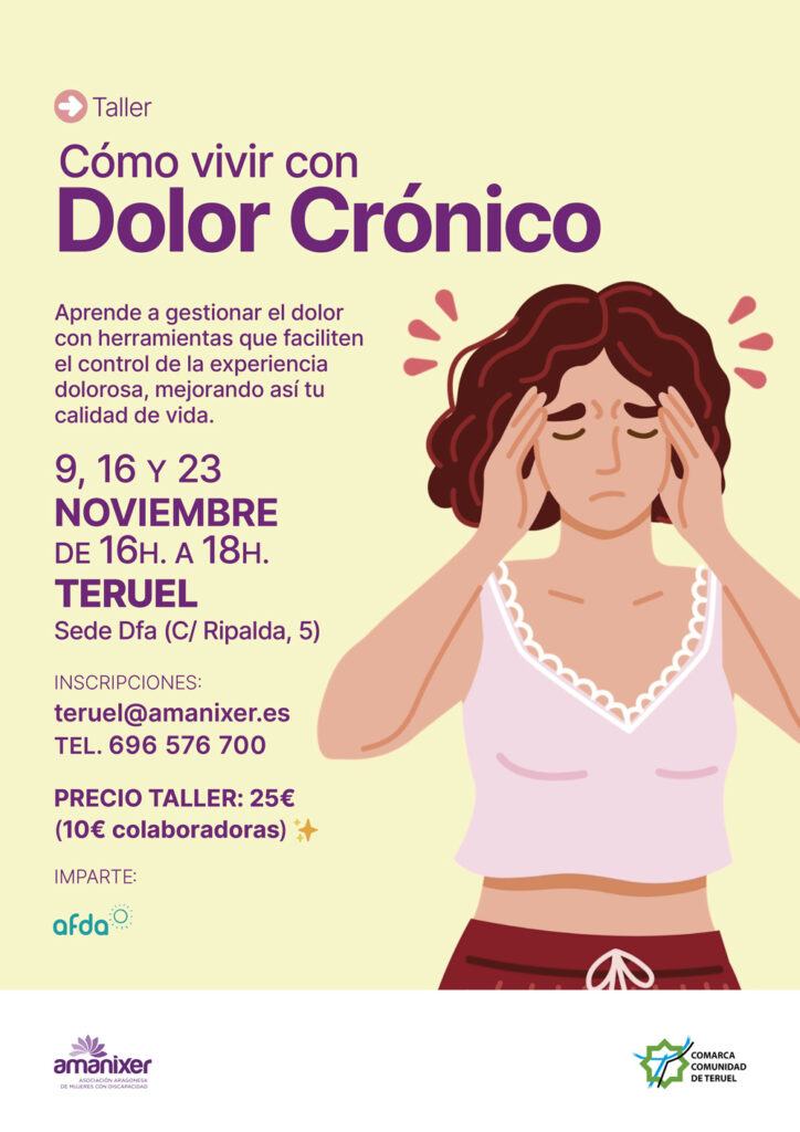 Cartel del taller de dolor crónico en Teruel