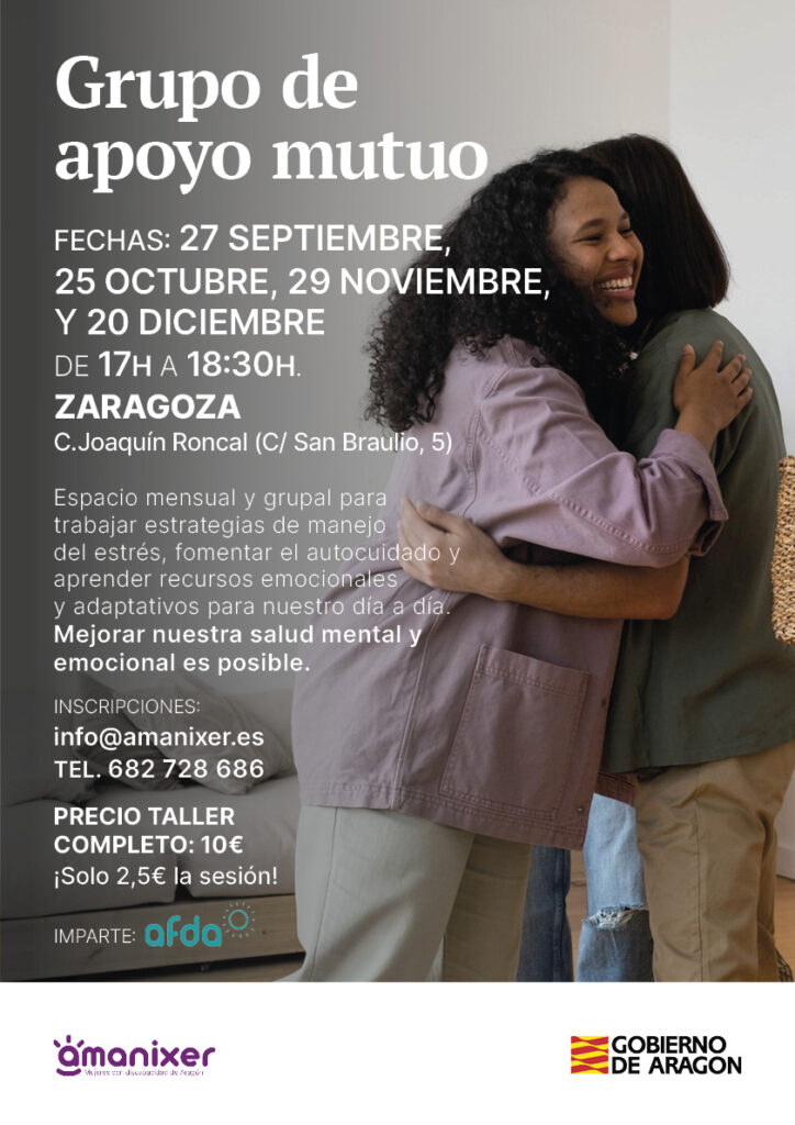 Cartel del grupo de apoyo mutuo en Zaragoza para mujeres con discapacidad en Zaragoza