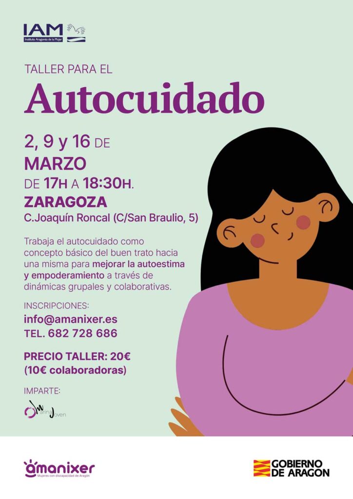 Cartel del taller para el autocuidado en Zaragoza