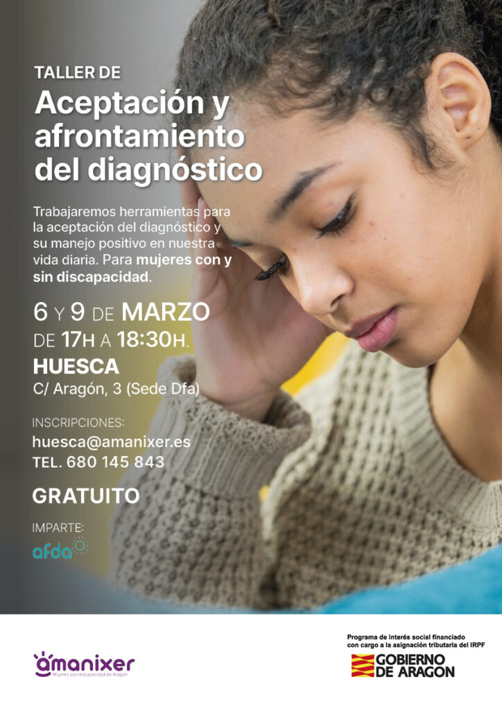 Cartel del taller de afrontamiento del diagnóstico en Huesca