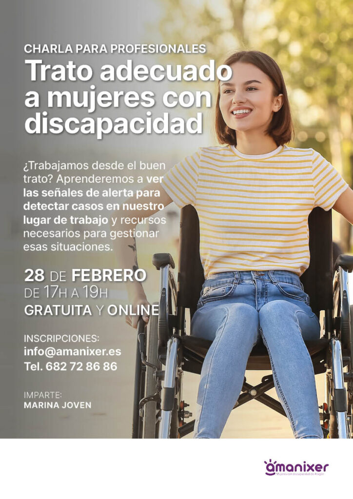 Cartel sobre trato adecuado a mujeres con discapacidad