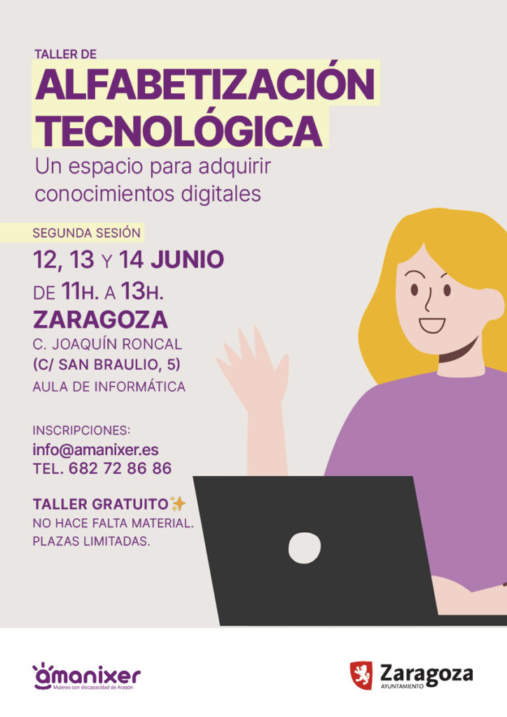 Cartel de alfabetización tecnológica en Zaragoza