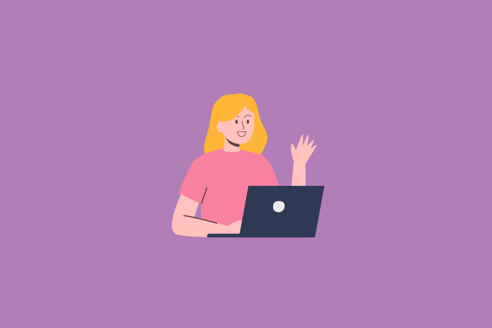 Ilustración de mujer con un ordenador portátil