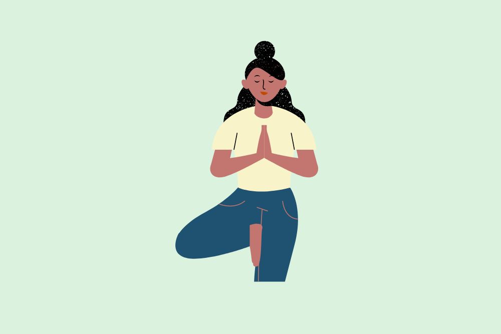 Ilustración de mujer haciendo yoga
