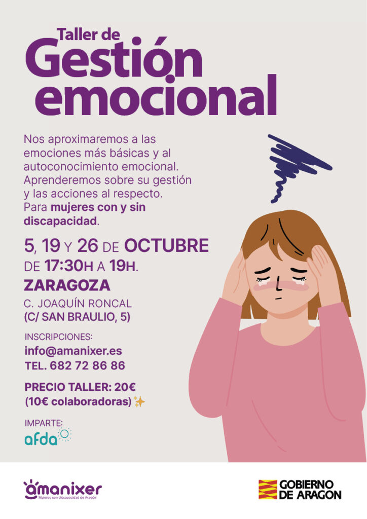 Cartel del taller de gestión emocional en Zaragoza