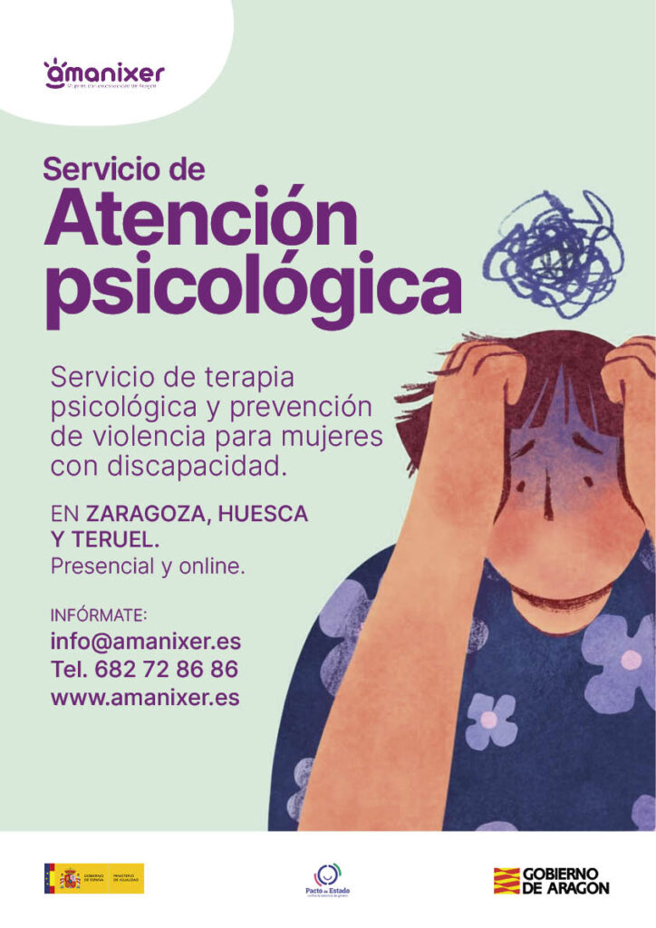 Cartel de la Terapia psicológica en Zaragoza para mujeres con discapacidad