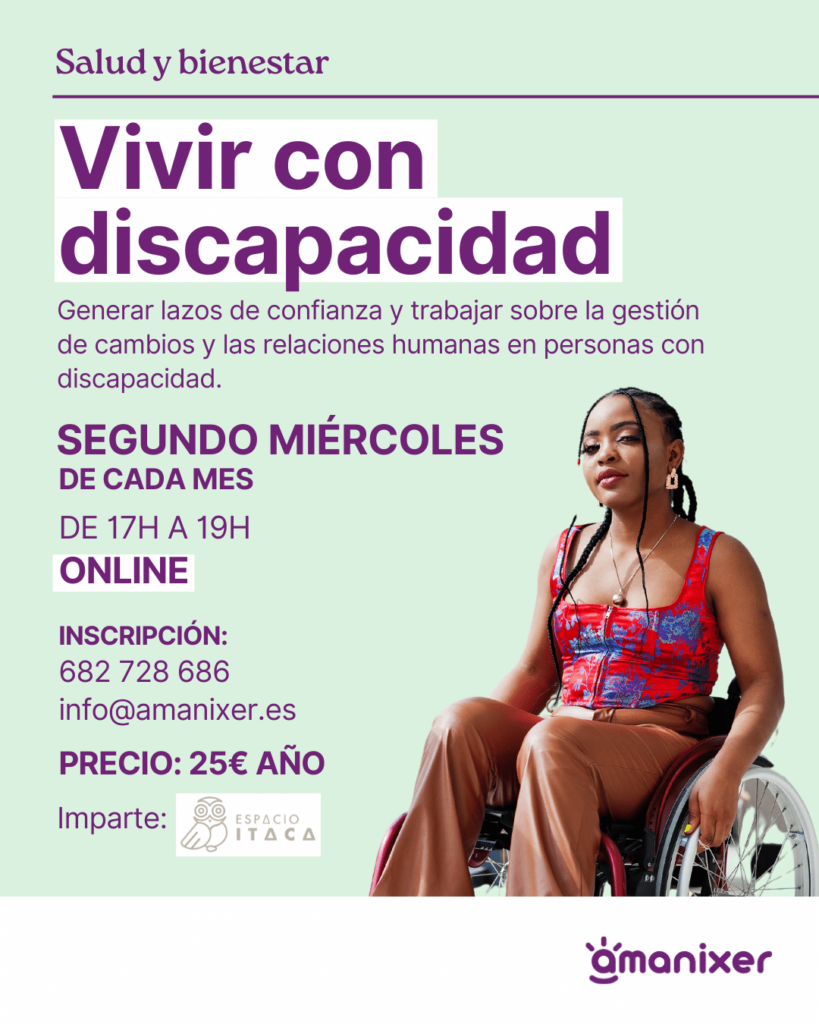Cartel grupo online vivir con discapacidad