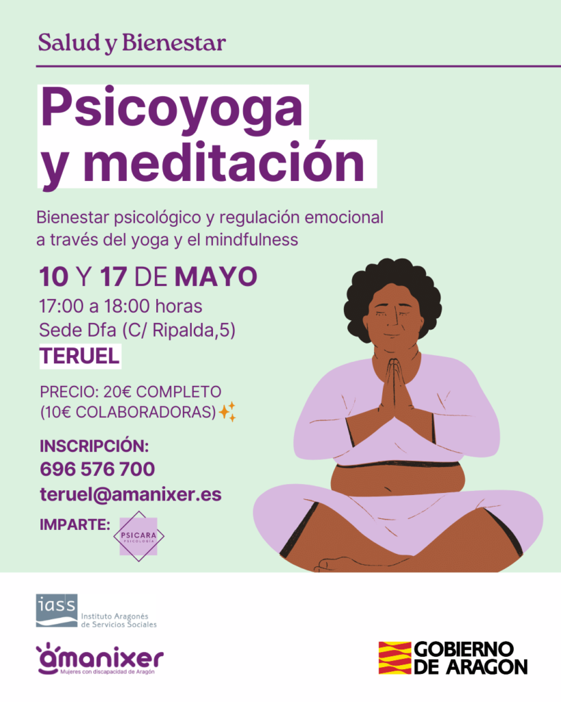 Cartel del taller de psicoyoga y meditación en Teruel