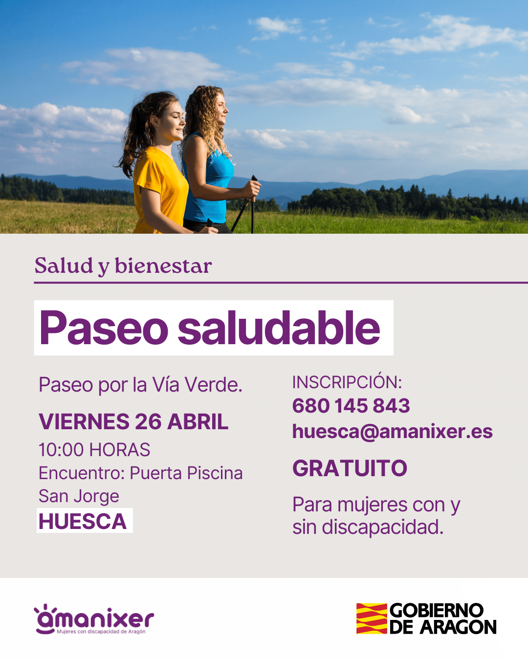 Cartel del paseo saludable en Huesca de abril